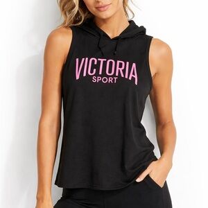 Victoria Sport Black Sleeveless Hoodie Top | Size S